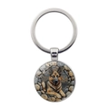 Duitse Herder glazen cabochon sleutelhanger met realistische hondenillustratie - Zilver
