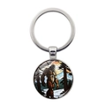 Portachiavi Bigfoot con gemma di vetro e ciondolo con illustrazione della foresta - Argento (XSWX7739-Argento)