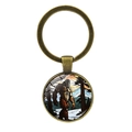 Portachiavi vintage in bronzo con paesaggio forestale Bigfoot sotto cabochon in vetro - Bronzo Antico (XSWX7739-Bronzo Antico)