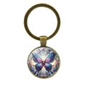 Porte-clés vintage en bronze avec cabochon papillon en verre pour sacs et cadeaux - Bronze Antique