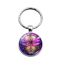 Llavero steampunk de libélula con gema de vidrio y colgante artístico de metal plateado - Estilo Libélula Degradado Púrpura Rosa (XSWX7778-4)