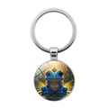 Porte-clés Prince Grenouille avec insert en verre cristal et anneau en métal argenté - Argenté