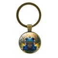 Porte-clés prince grenouille en métal avec illustration et anneau en laiton vintage - Bronze Antique