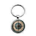 Vintage nautischer Kompass Schlüsselanhänger mit silbernem Metallring und Glasanhänger - Silber (XSWX7786)