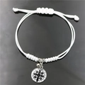 Bracciale in corda bianca con medaglia di San Benedetto argento e campanellino - Bianco (XSWX7503-2)