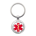 Medizinischer Schlüsselanhänger für Typ-2-Diabetiker mit rotem Lebensstern-Symbol - Silber Stil (XSWX7794-1)