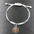 Bracciale bianco fatto a mano con medaglia di San Benedetto e nodo scorrevole - Bianco (XSWX7503-5)