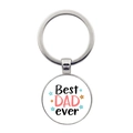 Silver Best DAD Ever keychain with stars and calligraphy design on white background - Star Hand Lettering Style (XSWX6560-4)
