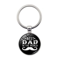 Silver Best Dad In The World round keychain with mustache and stars graphics - Best Dad In The World Style (XSWX6560-3)