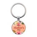 Détail du pendentif en verre Happy Mother's Day avec motif floral et anneau argenté - Style Floral Typographie Brun Rougeâtre (XSWX6565-12)