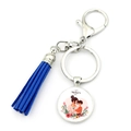 I Love You Mom keychain with blue tassel and Happy Mother's Day illustration - Royal Blue Tassel Style (XSWX6564-9)