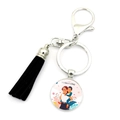 Detailed macro of I Love You Mom keychain with a black tassel and lobster clasp - Black Tassel Style (XSWX6564-6)