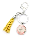 Detail of Mother's Day keychain with yellow tassel and Happy Mother's Day pendant - Bright Yellow Tassel Style (XSWX6564-5)