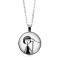 Minimalist silver Best Friend pendant necklace featuring a black and white girl illustration - Silver-Paper Cup Phone Style 1 (XSWX6619-1)