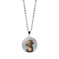Collier pendentif chat Van Gogh Nuit étoilée avec chaîne croisée argentée pour femme - Illustration Chat avec Haut-de-forme (XSWX6662-12)