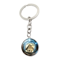 Stargate Atlantis sleutelhanger met sci-fi hanger en een zilveren metalen ring - Sci-Fi Piramide Stijl (XSWX6694-4)