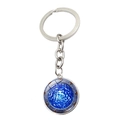 Stargate Atlantis sleutelhanger met blauwe glazen hanger en zilveren metalen frame - Blauwe Rimpeling Stijl (XSWX6694-3)