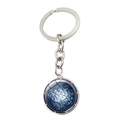 Stargate Atlantis sleutelhanger met blauwe nevel glazen hanger en zilveren legering - Donkerblauwe Nevel Stijl (XSWX6694-2)