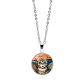 Collier avec pendentif chat style Le Cri d'Edvard Munch sur une fine chaîne argentée - Style Le Cri Chat (XSWX6662-1)