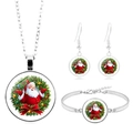 Conjunto de joyas navideñas de plata con collar, pendientes y pulsera de Papá Noel - Juego de Patrón de Papá Noel (XSWX6853)