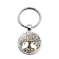 Silver Tree of Life glass cabochon keychain with a colorful artistic pendant design - Multicolor Realistic Tree (XSWX6883-6)