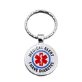 Détail du porte-clés d'alerte médicale avec l'étoile de la vie et mention diabète - Xswx6897-5