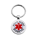 Medic Alert Diabetes sleutelhanger met Star of Life symbool op zilveren metalen basis - Diabetes Medische Waarschuwingsstijl (XSWX6897-4)