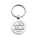 Llavero de plata pulida con grabado del amor eterno entre una abuela y su nieta - Estilo Redondo con Sentimiento Abuelos y Nietos (XSWX6925)