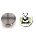 Detailed view of 25mm round panda fridge magnet with glass crystal and magnetic back - Sitting Panda Style (XSWX6750-5-(25MM))
