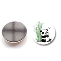 Cute panda crystal glass fridge magnet with bamboo forest cartoon on white background - Panda Feeding in Bamboo Forest Style (XSWX6750-10-(25MM))