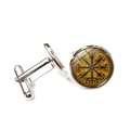 Vintage Viking compass cufflinks for men's shirts featuring retro silver metal design - Vintage Compass Rune Style (XSWX6779-2)