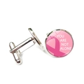 Manschettenknöpfe mit rosa Schleife, Glasstein und Text You Are Not Alone für Herren - Du Bist Nicht Allein Stil (XSWX6784-14)