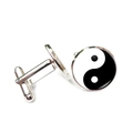 Gemelli da polso argentati con design Yin Yang Tai Chi per camicia classica da uomo - Semplice Yin Yang Bianco e Nero (XSWX6780-2)