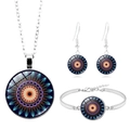 Parure de bijoux argentés pour femmes avec pierres en verre mandala orange et bleu - Mandala Orange Violet Bleu (XSWX6842-6)