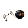 Classic silver-toned Saturn nebula galaxy glass cabochon cufflinks for men - Saturn Rings Planet (XSWX6789-2)