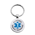 Porte-clés argenté avec l'étoile de la vie bleue et texte de technicien médical - Style Technicien Médical d'Urgence (XSWX6897-6)
