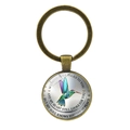 Hummingbird memorial keychain with bronze metal pendant and sentimental quote engraving - Antique Bronze