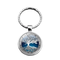 Silver Tree of Life keychain with blue gradient glass pendant and Celtic knot trim - Celtic Style Gradient Blue (XSWX6883-12)