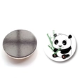 25mm round magnetic panda fridge sticker with bamboo illustration and black magnetic back - Cute Panda Eating Bamboo Style (XSWX6750-9-(25MM))