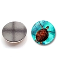 Calamita da frigo rotonda da 25 mm in vetro tartaruga marina con retro magnetico - Stile Tartaruga dai Colori Vivaci (XSWX6752-11-(25MM))
