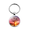 Silver Tree of Life key chain featuring artistic cherry blossom tree woman pendant - Sakura Goddess Form Design (XSWX6883-14)