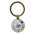Bronze lucky charm keychain with evil eye and hand of fatima on white background - Mysterious Totem Style 2 - Antique Bronze (XSWX6936-Antique Bronze 2)