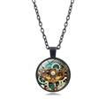 Collier avec pendentif chat mécanique steampunk à engrenages avec chaîne en métal noir - Visage de Chat Mécanique (XSWX6961-5)