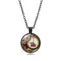 Pendentif steampunk avec engrenages d'horloge vintage et motifs mécaniques sous verre - Style Pièces à Points Rouges (XSWX6961-4)
