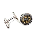 Silver cufflinks with Norse wolf totem and runes in a black and gold finish - Yin Yang Wolf Totem Style (XSWX6779-6)