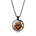Détail du pendentif chouette steampunk avec engrenages mécaniques et motifs horloge - Style Hibou Mécanique (XSWX6961-6)