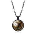 Vue détaillée du pendentif steampunk avec engrenages de montre mécanique rétro - Style Cadran Gemme Temporelle (XSWX6961-9)