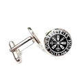 Vintage Viking Vegvísir compass cufflinks with Valkyries runes on silver base - Valkyries Symbol Style (XSWX6779-8)