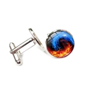 Silver cufflinks with fire and ice tai chi pattern and polished glass dome - Ice and Fire Yin Yang (XSWX6780-9)