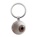 Porte-clés créatif en métal argenté avec pendentif en verre à motif d'oeil réaliste - Argenté